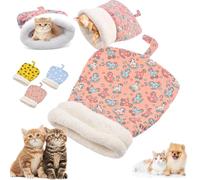 Cozy Pet Nest for Cats and Dogs, Thrivenget Cozy Pet Nest, Soft Cat Dog Sleeping Bag, Portable Pets Nests, 2025 New Cat Sleeping Bag, For All Seasons Indoors (Pink, L 18 * 28inch (For Blg Cats))