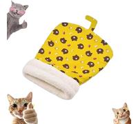 Cozy Pet Nest For Cats and Dogs, Winter Sleeping Bag for Indoor Cats & Dogs, Comfy Donut Cat Nest with Drilling Hole Bedding, for Catss & Small Dogss, Semi-Enclosed Design (Yellow,18×22 in)