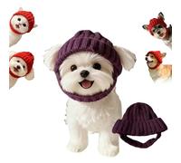 Cozy Pet Winter Hat with Ear Flaps - Red Knit Dog Beanie with Ear Holes, Thermal Neck Warmer for Cats & Puppies, Soft Windproof Headwear for Snowy Days & Festive Photos (E)