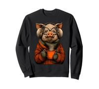 Cozy Pig con Gafas de Sol Orejeras Animal Funny Coffee Lover Sudadera