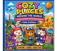 Cozy Places Around the World Coloring Book for Kids: Cute Animal Adventures, Travel Scenes, Relaxing Fun Pages for Ages 4-10