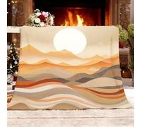 Cozy Plush Manta L 100x130cm IlustracióN Abstracta De MontañA Al Atardecer Manta de Franela Ropa de Cama cálida Suave de Forro Polar MarróN Claro para Sofá Sala de Estar Oficina Coche Exterior Mantas