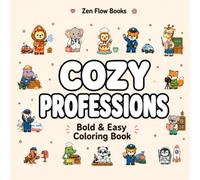 Cozy Professions: Bold & Easy Animal Professions Coloring Book 40 Cute Animal Jobs to Color | Simple & Easy Large Print Designs | Cozy Kawaii Coloring Book for Boys & Girls