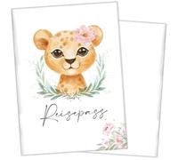 cozy racoon Funda para pasaporte infantil | Funda de alta calidad para el pasaporte de tu hijo, diseño de león (sin personalización)