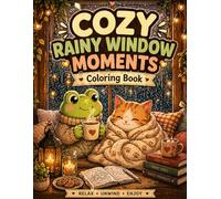 Cozy Rainy Window Moments Coloring Book | Cute Frog & Cat Cozy Scenes | Relaxing Hygge Coloring Pages for Adults & Teens: Cozy Rainy Window Moments