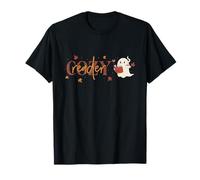 Cozy Readers Cute Boo con Libros Y Café Fantasma Halloween Camiseta