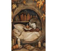 Cozy Reading Hedgehog Composition Notebook: Woodland Book Nook Writing Journal | 6 x 9 Wide-Ruled Pages with Margin for Women, Teens, Readers and Cottagecore Fans