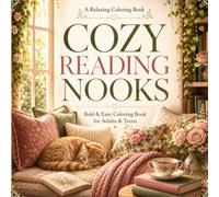 Cozy Reading Nooks: Bold and Easy Coloring Book for Adults and Teens with Cozy Rooms, Books, Cats, Flowers, Tea, Blankets and Relaxing Home Scenes