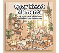 Cozy Reset Moments - Süße Tiere beim Aufräumen, Entspannen und Wohlfühlen: 40 Ausmalbilder mit niedlichen Tieren, gemütlichen Reset-Tagen und entspannenden Alltagsmomenten