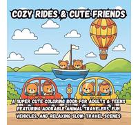 Cozy Rides & Cute Friends: A Super Cute Coloring Book for Adults & Teens Featuring Adorable Animal Travelers, Fun Vehicles, and Relaxing Slow-Travel Scenes