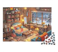 Cozy Room Puzzle de 1000 Piezass Recycled Warm Home Mayor Puzzles Family Gaming Time Props Accesorios para Juegos de Fiesta para Adultos and Age 10 Up 38x26cm/1000pcs