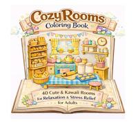 Cozy Rooms Coloring Book: 40 Cute & Kawaii Rooms for Relaxation & Stress Relief for Adults