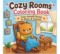 Cozy Rooms Coloring Book: Cute Animal Homes to Relax and Unwind (30 Page Studio)