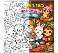 Cozy Scenes: Cute & Comfy Coloring Book for Adults and Teens Featuring Adorable Animals