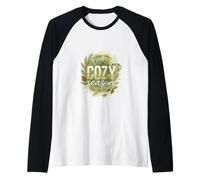 Cozy Season Watercolor Evergreen Wreath with Mug Camiseta Manga Raglan