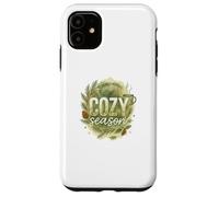 Cozy Season Watercolor Evergreen Wreath with Mug Carcasa para iPhone 11
