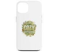 Cozy Season Watercolor Evergreen Wreath with Mug Carcasa para iPhone 13