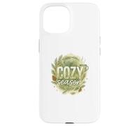 Cozy Season Watercolor Evergreen Wreath with Mug Carcasa para iPhone 15