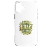 Cozy Season Watercolor Evergreen Wreath with Mug Carcasa para iPhone 16 Plus