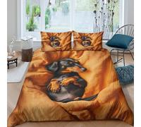 Cozy Sleeping Dog Funda Edredon Microfibra Juego de Ropa de Cama de 3 Piezas Impresión 3D Cierre de Cozy Sleeping Dog Funda de Edredón Funda de Almohada a Juego Lavables Suave for niña （140x200cm）