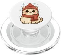 Cozy Snow Season Cute Kawaii Winter Cat with Scarf PopSockets PopGrip para MagSafe