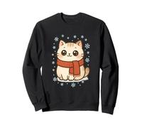 Cozy Snow Season Cute Kawaii Winter Cat with Scarf Sudadera