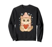 Cozy Snow Season Cute Kawaii Winter Cat with Scarf Sudadera