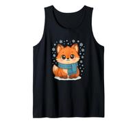 Cozy Snow Season Cute Kawaii Winter Fox with Scarf Camiseta sin Mangas