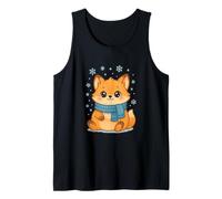 Cozy Snow Season Cute Kawaii Winter Fox with Scarf Camiseta sin Mangas