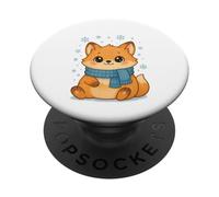 Cozy Snow Season Cute Kawaii Winter Fox with Scarf PopSockets PopGrip Adhesivo