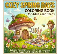 Cozy Spring Days Coloring Book: Cute and Relaxing Scenes with Flowers, Animals and Cozy Hygge Style Pages for Stress Relief