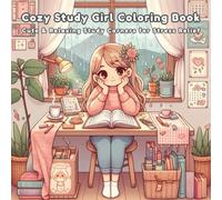 Cozy Study Girl Coloring Book: Cute & Relaxing Study Corners for Stress Relief and Mindfulness