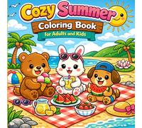 Cozy Summer Coloring Book for Adults and Kids: Cute Summer Animals, Beach Scenes, Ice Cream Treats and Relaxing Vacation Moments | Easy Stress Relief Coloring Pages for Kids, Teens and Adults