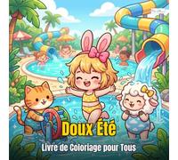 Cozy Summer - Doux Été - Livre de Coloriage pour Adultes et Enfants: 60 pages estivales avec une fille lapin, un chat et un mouton