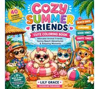 Cozy Summer Friends: Cute Coloring Book (Cute & Bold & Easy Coloring) Featuring Adorable Animal Friends in Cozy Summer Beach Scenes for Relaxation and Stress Relief