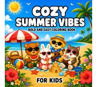 Cozy Summer Vibes Coloring Book for Kids: 30 Bold and Easy Beach, Picnic, Travel, Music, and Outdoor Adventure Pages Featuring Cute Animal Friends