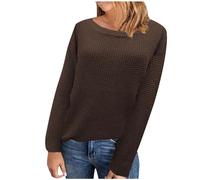 Cozy Sweaters for Women Crew Neck Long Sleeve Knitted Comfy Breathable Solid Color Fashion Fall Outdoor Warm Outfits