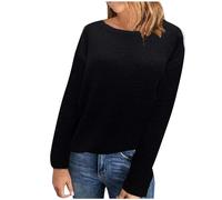 Cozy Sweaters for Women Crew Neck Long Sleeve Knitted Comfy Breathable Solid Color Fashion Fall Outdoor Warm Outfits