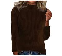 Cozy Sweaters for Women Long Sleeve Stand Collar Knitted Casual Solid Color Sweater for Fall and Winter Outdoor Casual