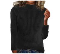 Cozy Sweaters for Women Long Sleeve Stand Collar Knitted Casual Solid Color Sweater for Fall and Winter Outdoor Casual