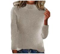 Cozy Sweaters for Women Long Sleeve Stand Collar Knitted Casual Solid Color Sweater for Fall and Winter Outdoor Casual