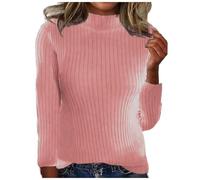 Cozy Sweaters for Women Long Sleeve Stand Collar Knitted Casual Solid Color Sweater for Fall and Winter Outdoor Casual