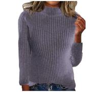 Cozy Sweaters for Women Long Sleeve Stand Collar Knitted Casual Solid Color Sweater for Fall and Winter Outdoor Casual