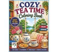 Cozy Tea Time Coloring Book: Large Print Relaxing Tea Scenes for Seniors and Adults