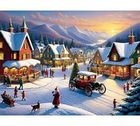 Cozy Town 3000 Piece Jigsaw Puzzles for Adults, Colourful, Challenging & Brainteasing Adult Puzzles 3000 Pieces Winter, Fun jigsaws for The Whole Family 48x32 Inch