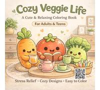 Cozy Veggie Life Coloring Book: Bold and Easy Coloring Book for Adults and Teens Featuring Cute Kawaii Vegetables, Cozy Scenes, Simple Designs for ... and Relaxation (Cute Vegetables on Canvas)