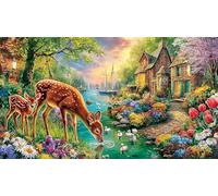 Cozy-Village-Dog-Scene 1000 Piezas Puzzle de Papel Reciclado Juego Educativo relajación para Adultos y niños de 12 años y más 38x26/1000pcs