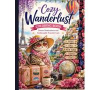 Cozy Wanderlust Coloring Book: Dream Destinations and Fashionable Traveler Cats