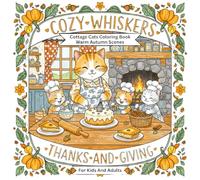 Cozy Whiskers Thanks And Giving: Cottage Cats Coloring Book Warm Autumn Scenes For Kids And Adults