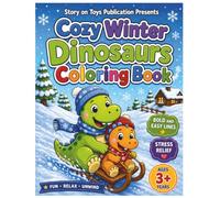 Cozy Winter Dinosaurs Coloring Book: 50 Cute Dinosaur Activities Designs | Bold and Easy Coloring Pages | Stress Relief | Winter Activities for Kids Ages 3+ (Cozy Dinosaur Adventures)